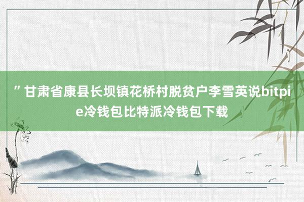 ”甘肃省康县长坝镇花桥村脱贫户李雪英说bitpie冷钱包比特派冷钱包下载