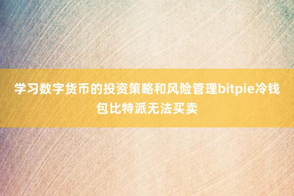 学习数字货币的投资策略和风险管理bitpie冷钱包比特派无法买卖