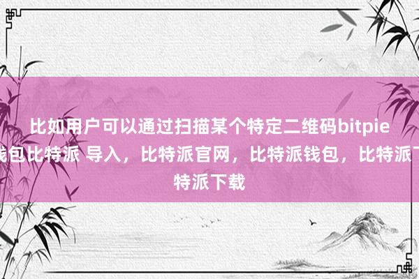 比如用户可以通过扫描某个特定二维码bitpie冷钱包比特派 导入，比特派官网，比特派钱包，比特派下载