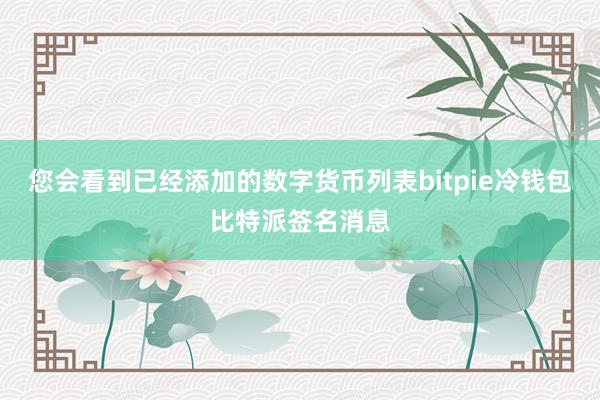 您会看到已经添加的数字货币列表bitpie冷钱包比特派签名消息