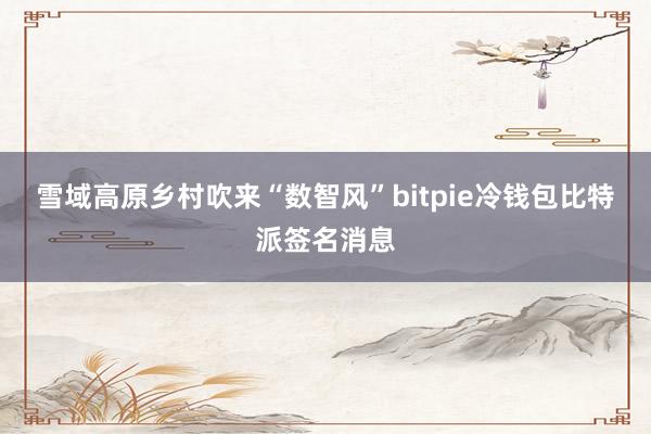 雪域高原乡村吹来“数智风”bitpie冷钱包比特派签名消息