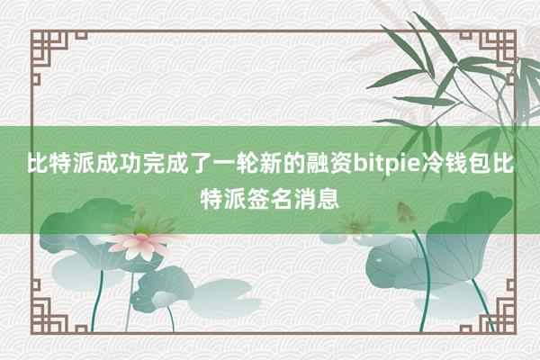 比特派成功完成了一轮新的融资bitpie冷钱包比特派签名消息