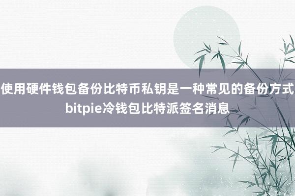 使用硬件钱包备份比特币私钥是一种常见的备份方式bitpie冷钱包比特派签名消息