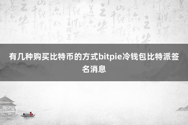 有几种购买比特币的方式bitpie冷钱包比特派签名消息