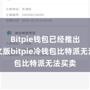 Bitpie钱包已经推出了中文版bitpie冷钱包比特派无法买卖