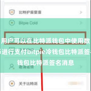 用户可以在比特派钱包中使用数字货币进行支付bitpie冷钱包比特派签名消息